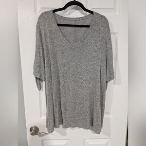 Lane Bryant Heather Gray Knit Like Material Short Sleeve w/ Ties Top Size 18/20